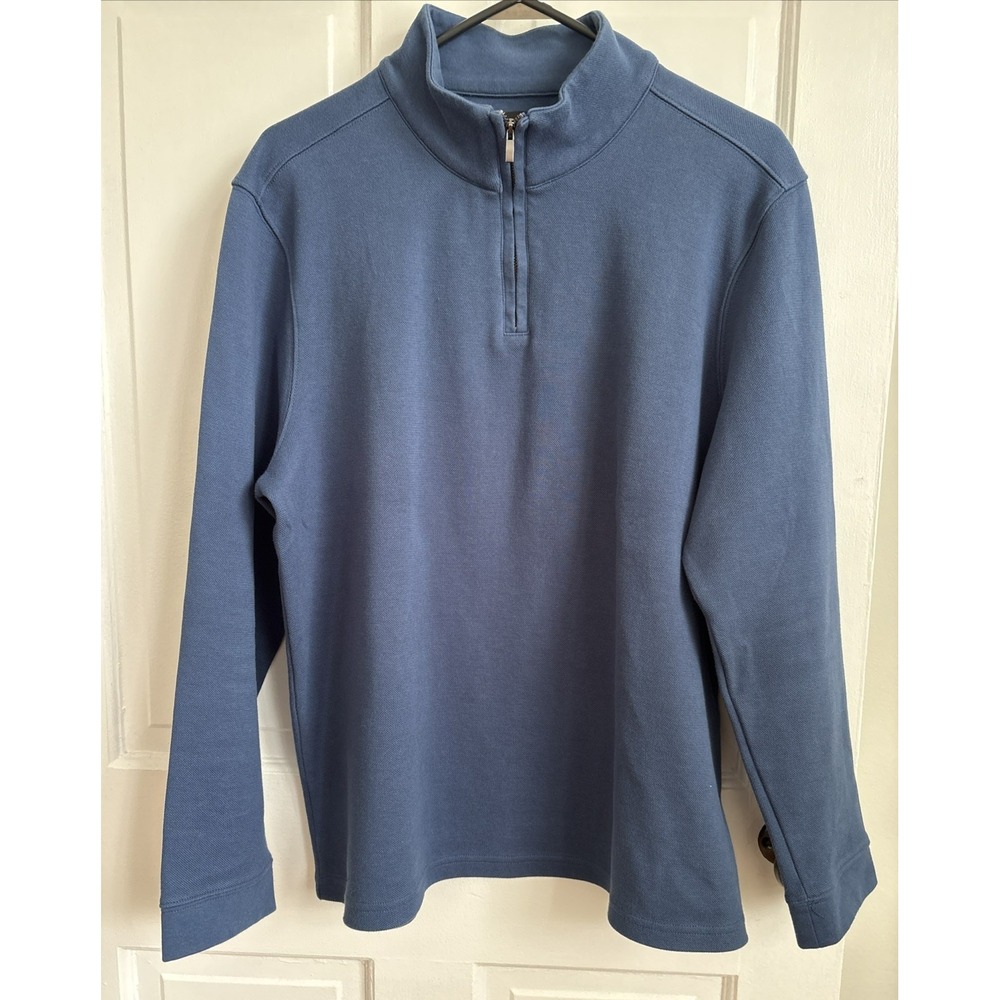 Nordstrom Mens Blue Quarter Zip Pique Pullover Sweater Large NO490064MN
